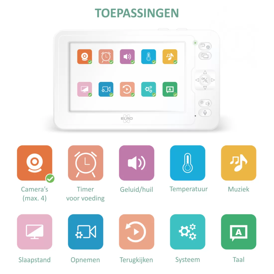 Babyfoon met monitor*ELRO Baby Monitor Premium 1080P Full Hd Babyfoon Met 12,7 Cm Scherm (Bc2000)