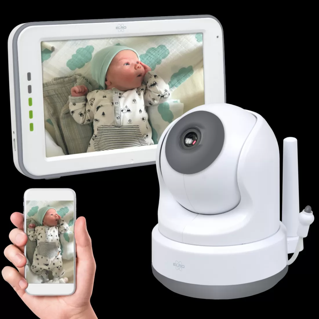 Babyfoon met extra camera's | Babyfoon met monitor*ELRO Baby Monitor Royale Hd Babyfoon Met 12,7 Cm Touchscreen En App - Met Drie Extra Babyfoons (Bc3000-4)