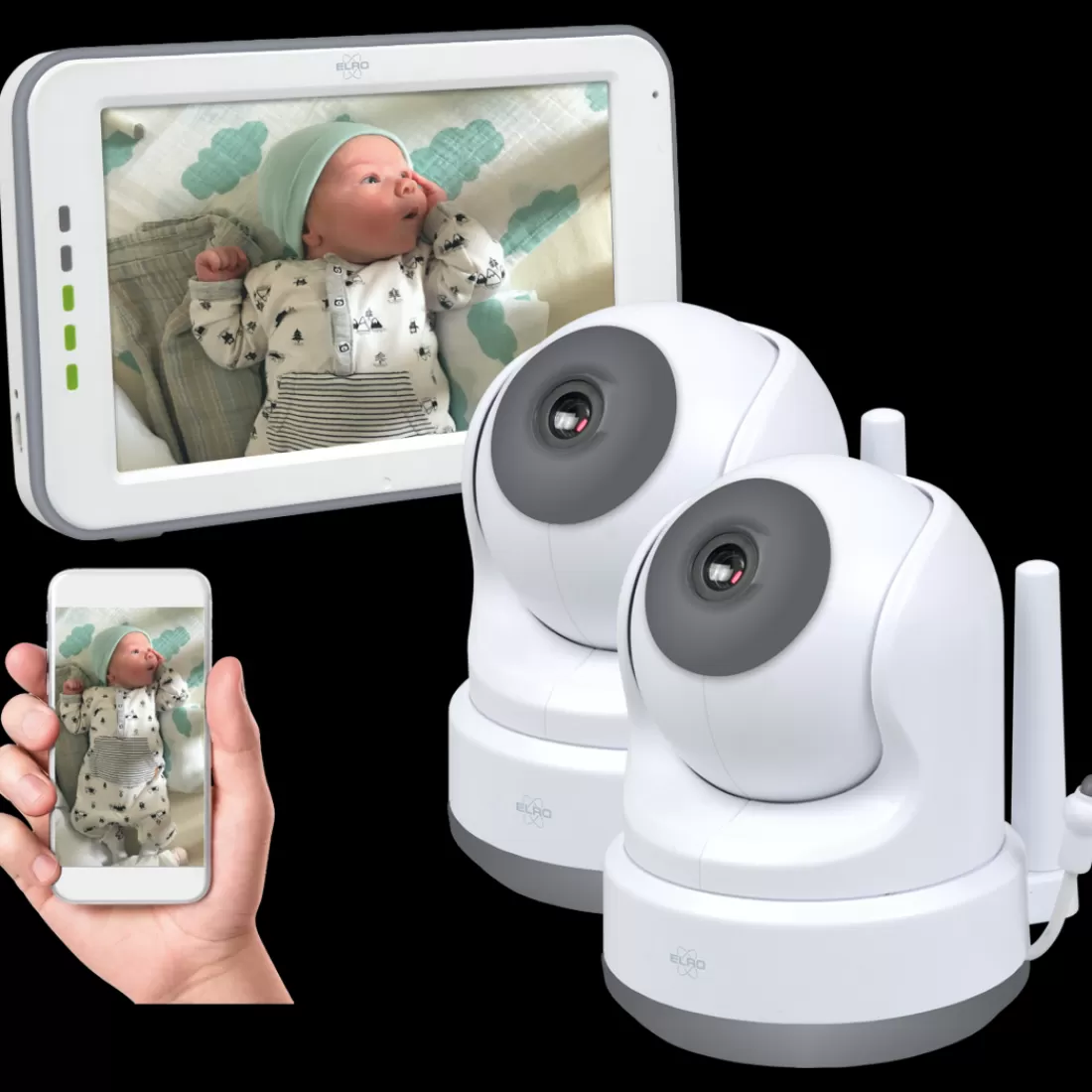 Babyfoon met monitor | Babyfoon met extra camera's*ELRO Baby Monitor Royale Hd Babyfoon Met 12,7 Cm Touchscreen En App - Met Extra Babyfoon (Bc3000-2)
