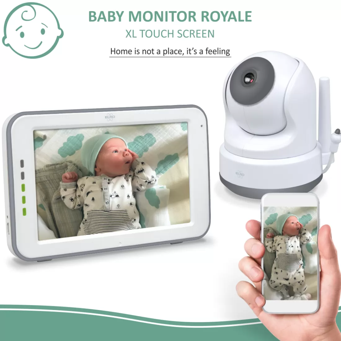 Babyfoon met monitor*ELRO Baby Monitor Royale Hd Babyfoon Met 12,7 Cm Touchscreen En App - Met Twee Extra Babyfoons (Bc3000-3)