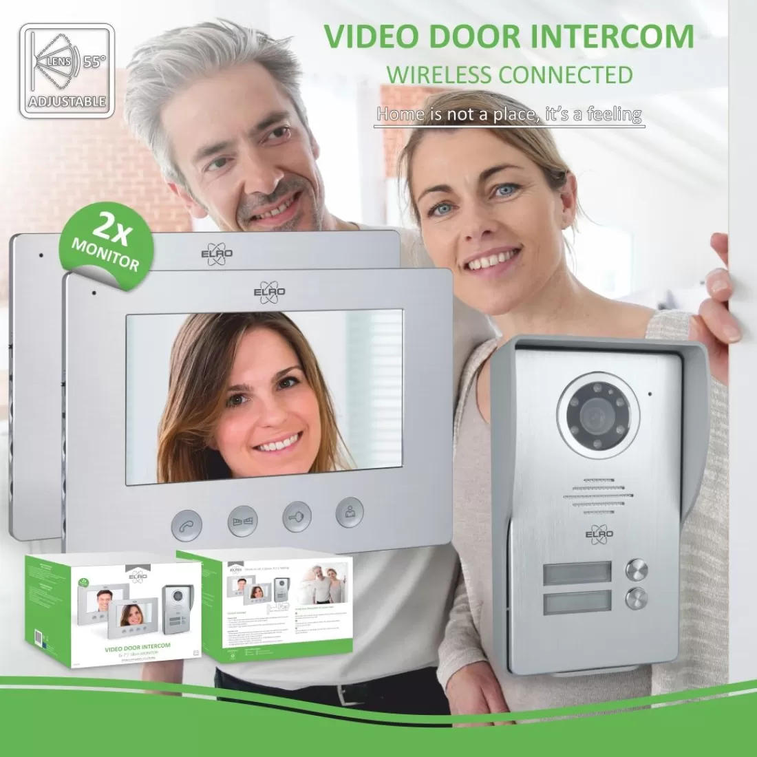 Video deur intercom | Deurintercom met camera*ELRO Bedraad Color Night Vision Deur Intercom Systeem Met Video – Twee Monitors (Dv477W2)
