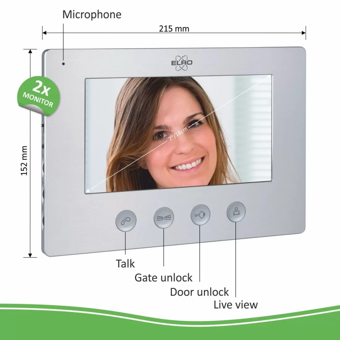 Video deur intercom | Deurintercom met camera*ELRO Bedraad Color Night Vision Deur Intercom Systeem Met Video – Twee Monitors (Dv477W2)