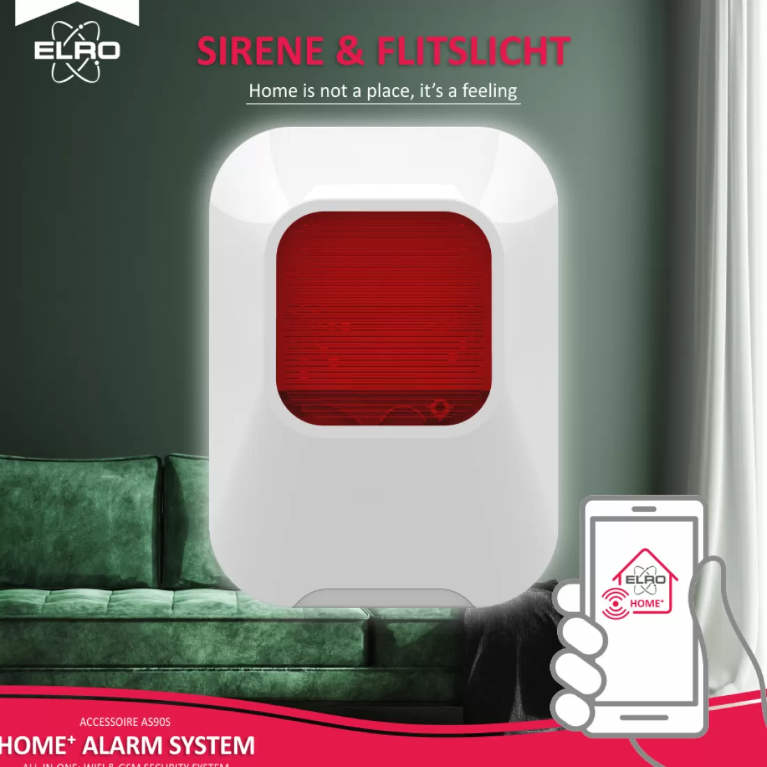 Accessoires alarmsystemen | Alarmsysteem Home+*ELRO Binnensirene Voor As90S Home+ Alarmsysteem (As90Sra)