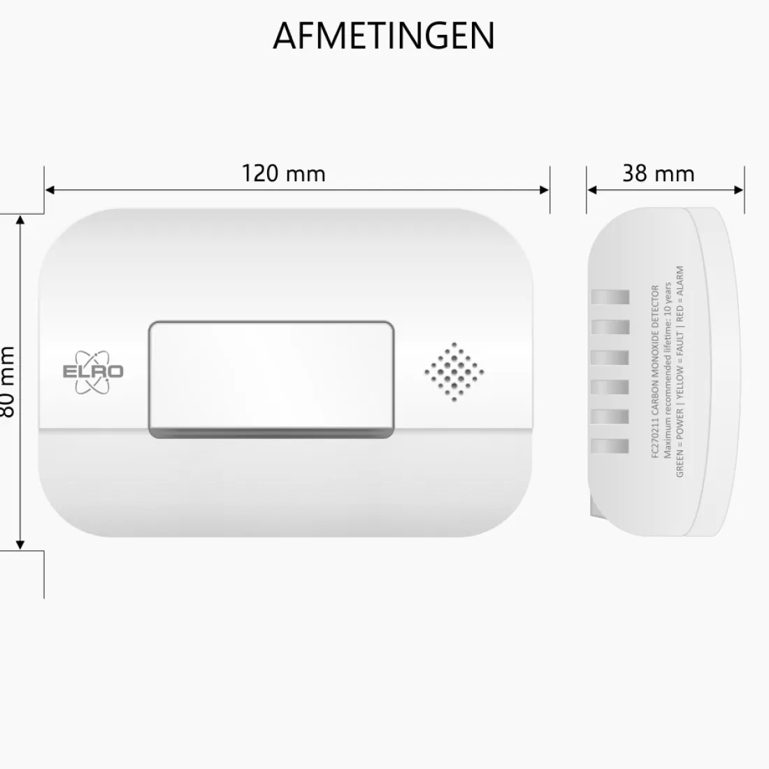 Koolmonoxidemelders | Rookmelders*ELRO Brandpreventieset – 2X Rookmelders Met 5 Jaar Batterij En Magneet Montage + Koolmonoxidemelder Met 10 Jaar Sensor (Ff1840)
