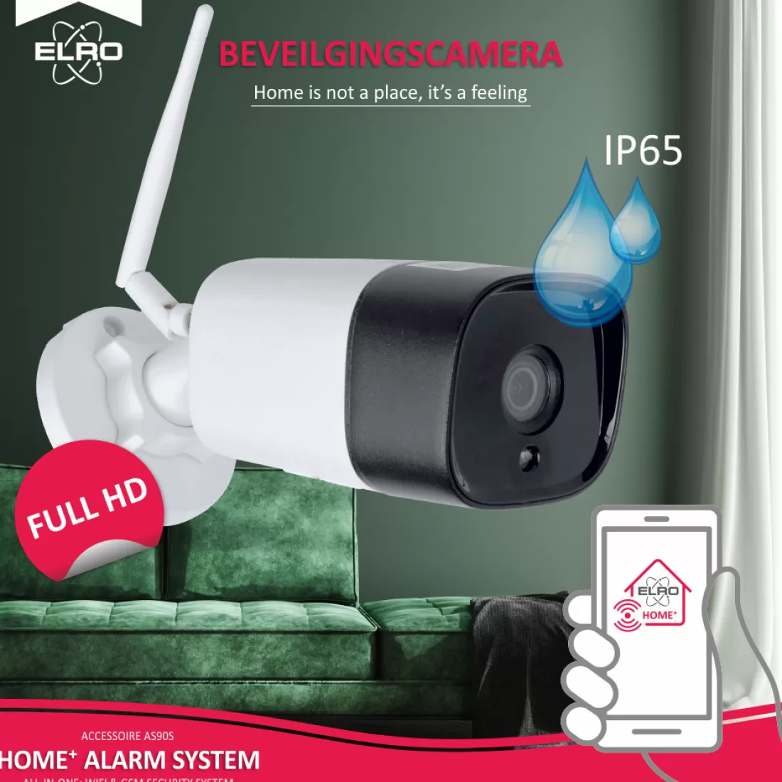 Accessoires alarmsystemen | Alarmsysteem Home+*ELRO Buitencamera Voor As90S Home+ Alarmsysteem (As90Cab)