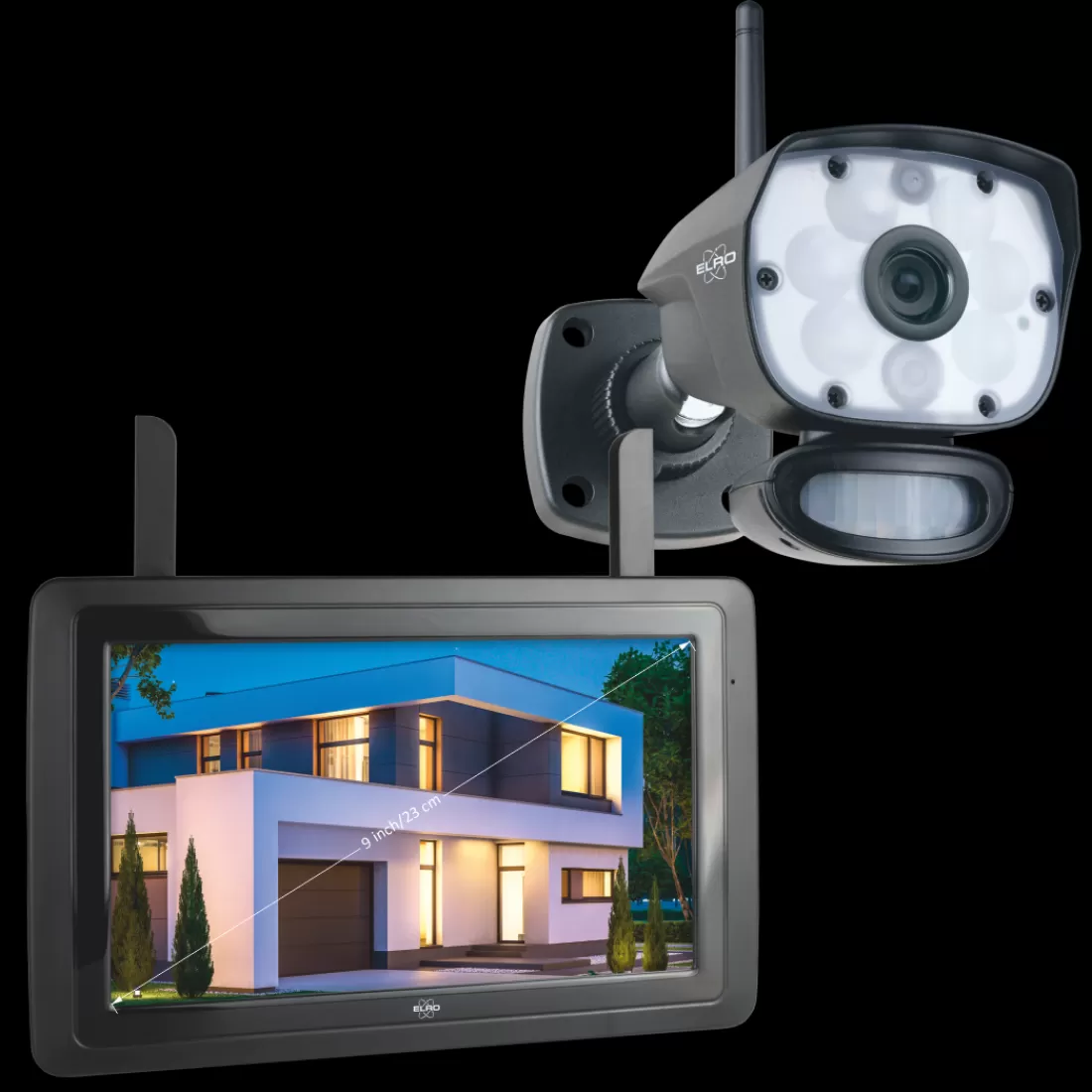 Draadloze camera's*ELRO Color Night Vision Beveiligingscamera Set Met 9" Scherm En App (Cz60Rip)
