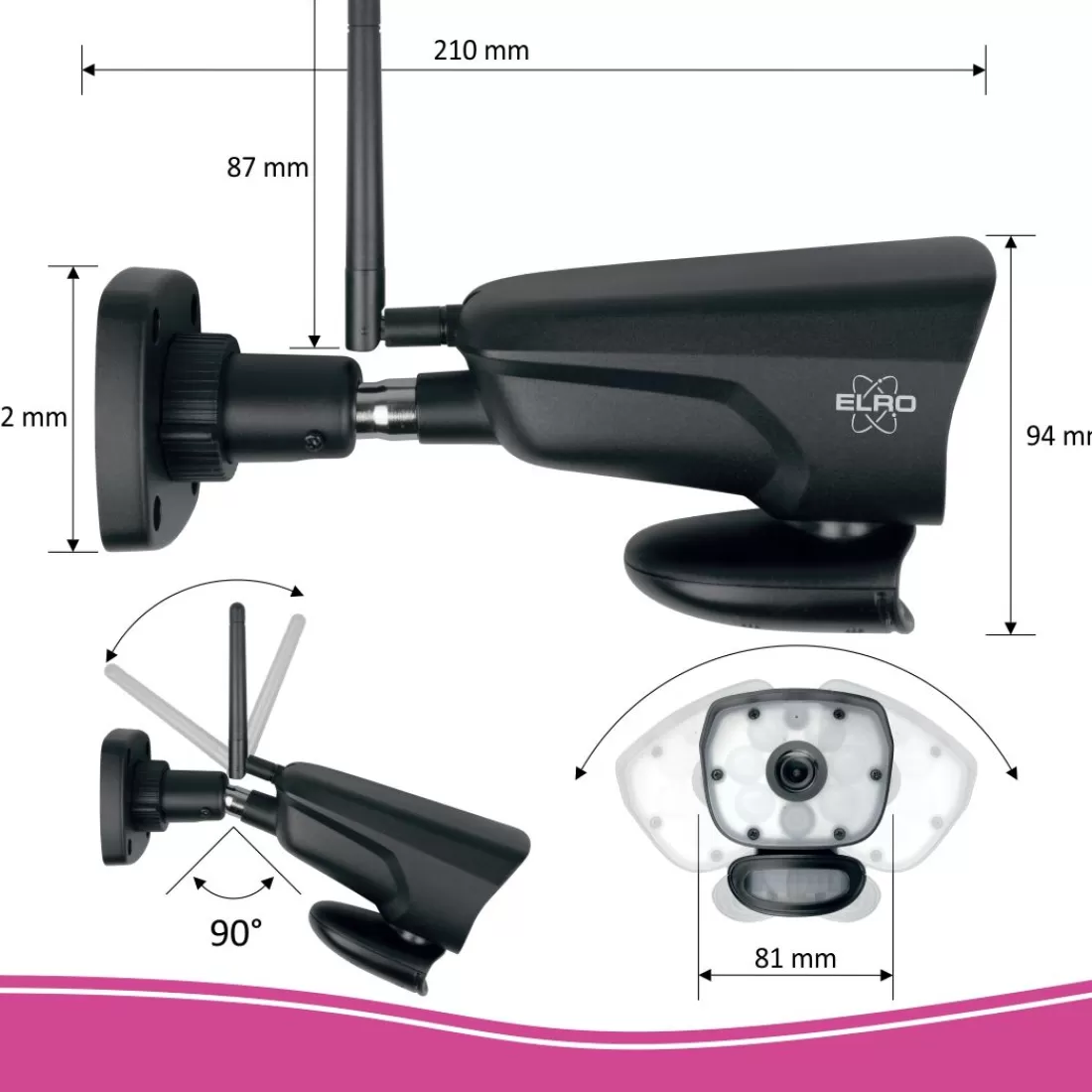 Draadloze camera's*ELRO Color Night Vision Beveiligingscamera Set Met 9" Scherm En App (Cz60Rip)