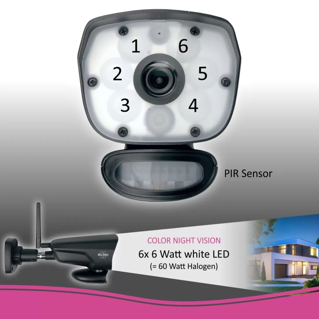 Draadloze camera's*ELRO Color Night Vision Beveiligingscamera Set Met 9" Scherm En App (Cz60Rip)