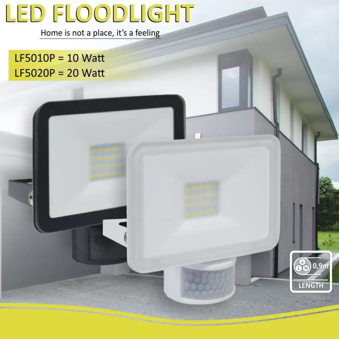 Floodlight | Buitenlamp led*ELRO Design Led Buitenlamp Met Bewegingsmelder 20W - Wit (Lf5020P)