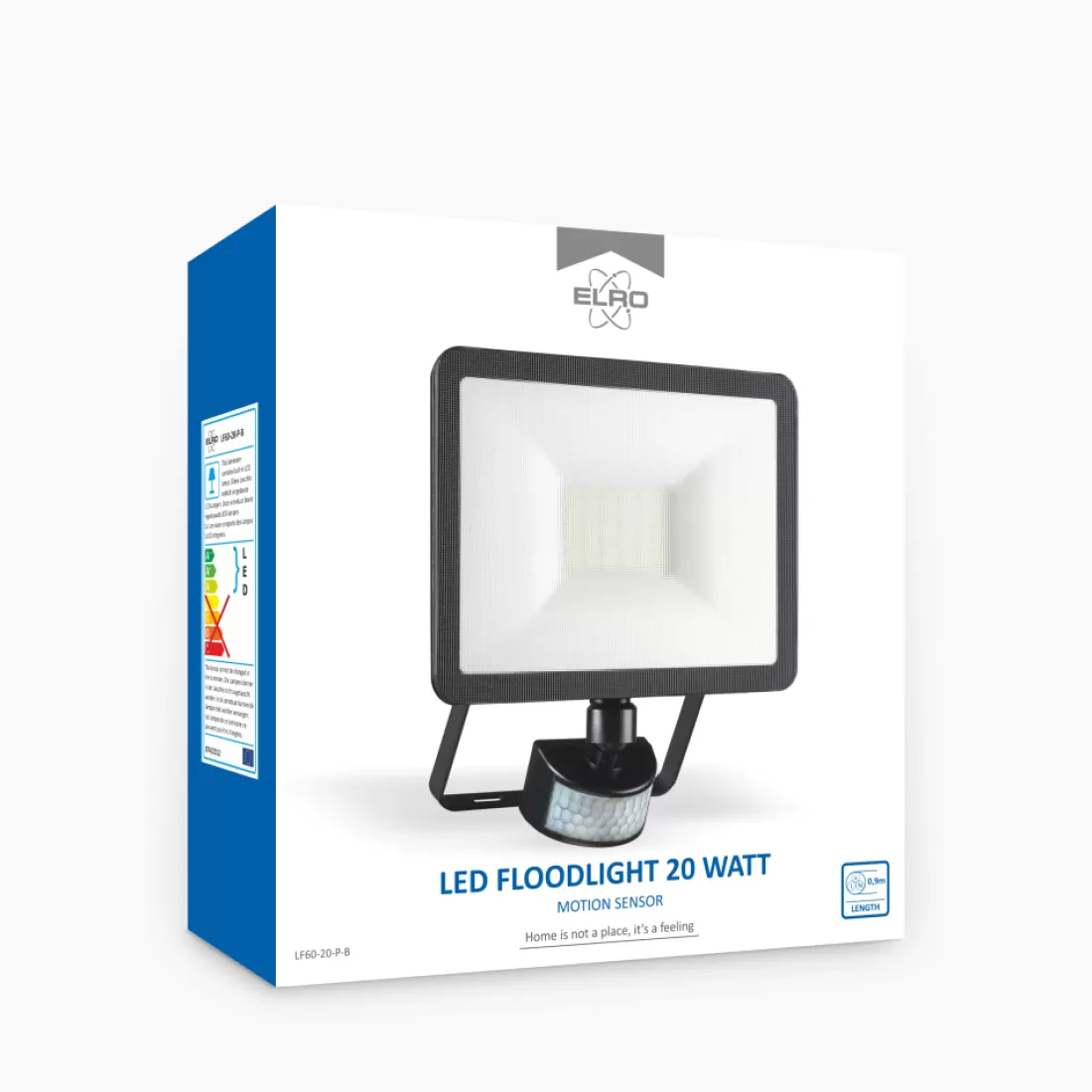 Floodlight*ELRO Design Led Buitenlamp Met Bewegingssensor - 20W – 1600Lm – Ip54 Waterdicht - Zwart (Lf60-20-P-B)