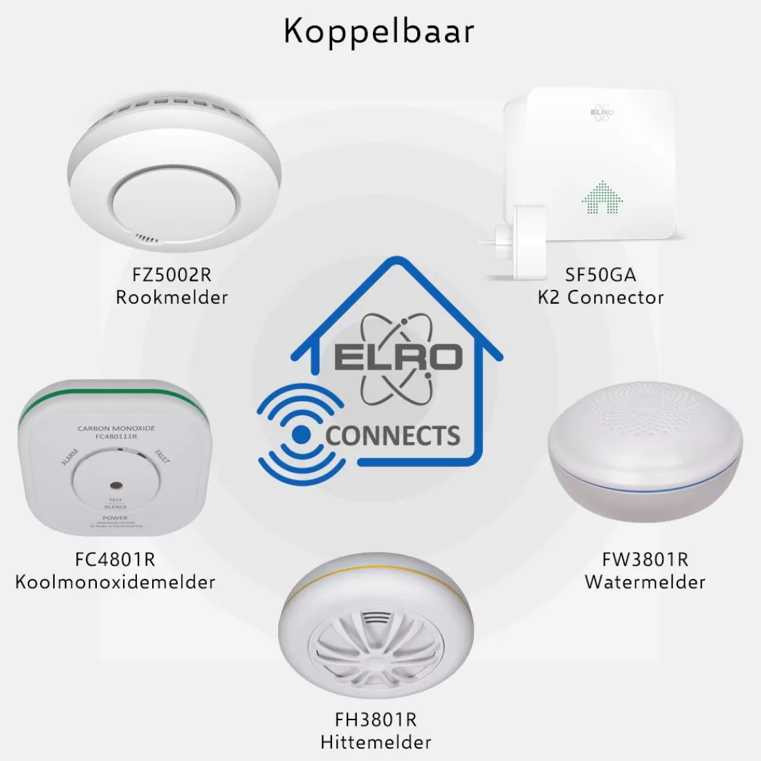 Slimme melders | Koppelbare rookmelders*ELRO Draadloos Koppelbare Rookmelders - Met Hittesensor - Voldoet Aan Europese Norm En14604 - 2 Pack (Fz5002R)