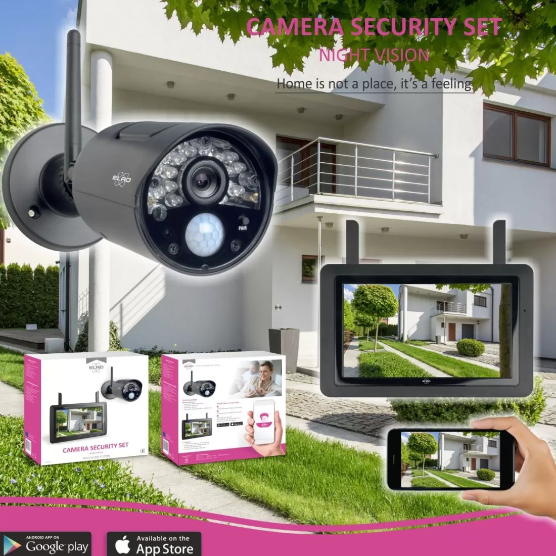 Draadloze camera's*ELRO Draadloze Hd Beveiligingscamera Set Met 7" Scherm En App (Cz30Rips)