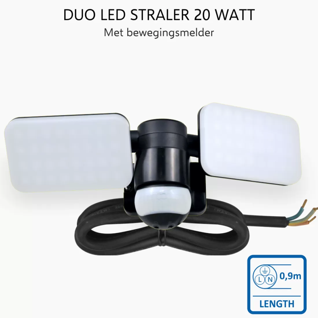 Floodlight*ELRO Duo Led Buitenlamp Met Bewegingssensor – 2X 10W – 1200Lm – Ip54 Waterdicht - Zwart (Lf70-20-P)
