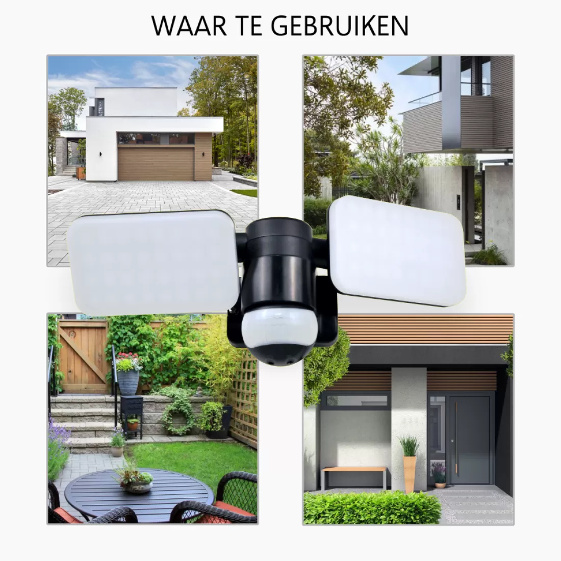 Floodlight*ELRO Duo Led Buitenlamp Met Bewegingssensor – 2X 10W – 1200Lm – Ip54 Waterdicht - Zwart (Lf70-20-P)