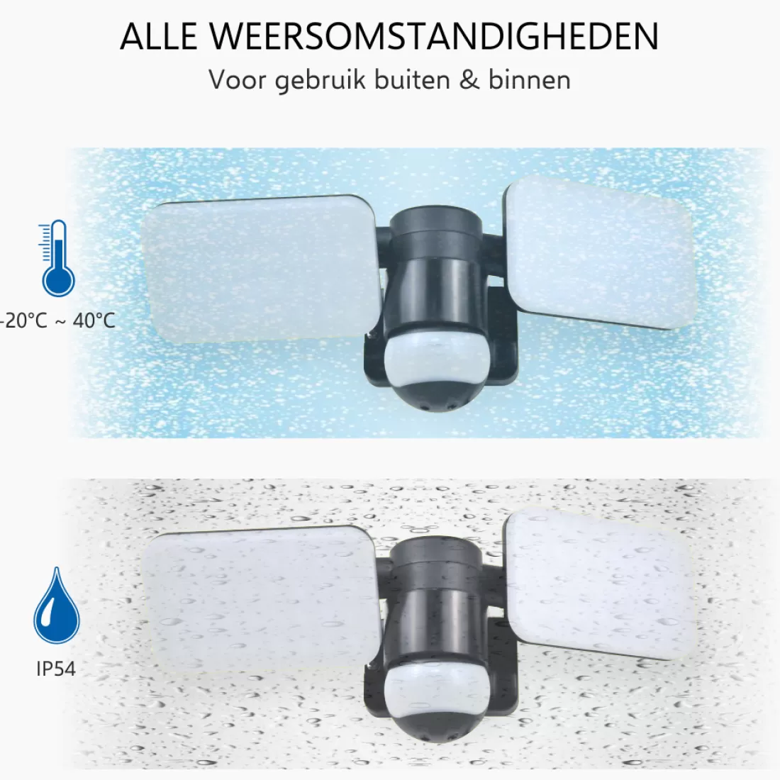 Floodlight*ELRO Duo Led Buitenlamp Met Bewegingssensor – 2X 10W – 1200Lm – Ip54 Waterdicht - Zwart (Lf70-20-P)
