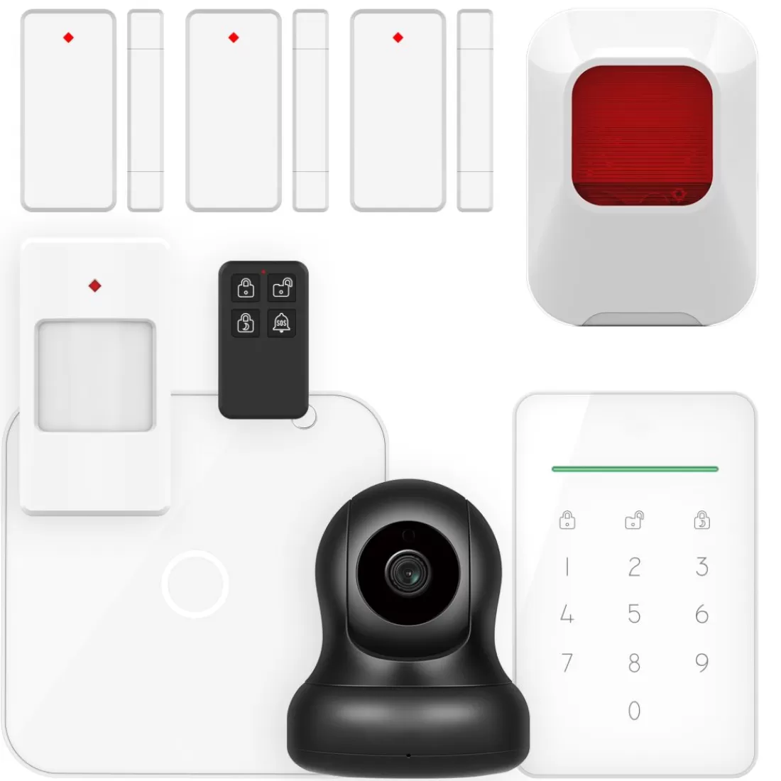 Alarmsysteem zonder meldkamer | Alarmsysteem Home+*ELRO As90S Home+ Slim Draadloos Alarmsysteem – Met Extra Camera En Binnensirene
