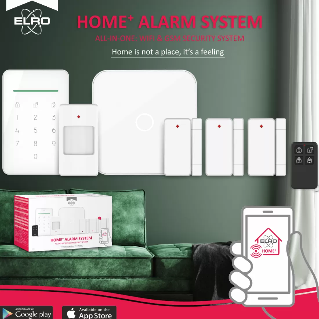 Alarmsysteem zonder meldkamer | Alarmsysteem Home+*ELRO As90S Home+ Slim Draadloos Alarmsysteem – Met Extra Camera En Binnensirene