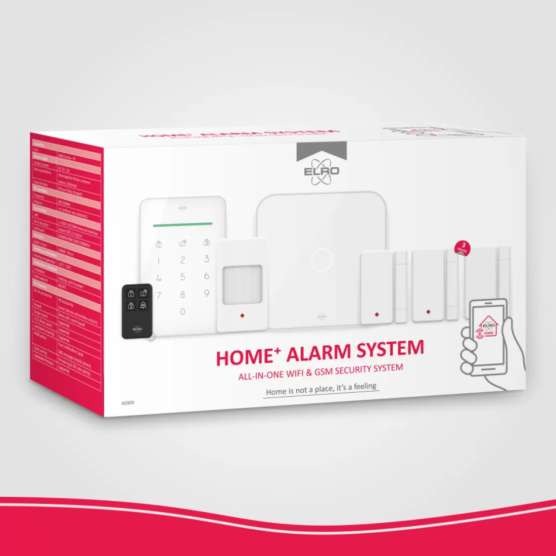 Alarmsysteem zonder meldkamer | Alarmsysteem Home+*ELRO As90S Home+ Slim Draadloos Alarmsysteem – Wifi – Gsm Functie – Als Beste Getest (As90S)