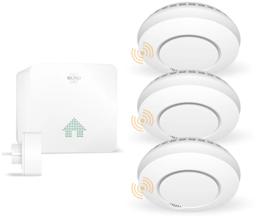 Koppelbare rookmelders | Rookmelders*ELRO Connects Rookmelder Kit - Complete Set Met K2 Connector En 3X Draadloos Koppelbare Rookmelder (Sf500S)