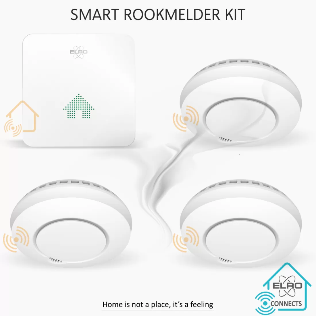 Koppelbare rookmelders | Rookmelders*ELRO Connects Rookmelder Kit - Complete Set Met K2 Connector En 3X Draadloos Koppelbare Rookmelder (Sf500S)