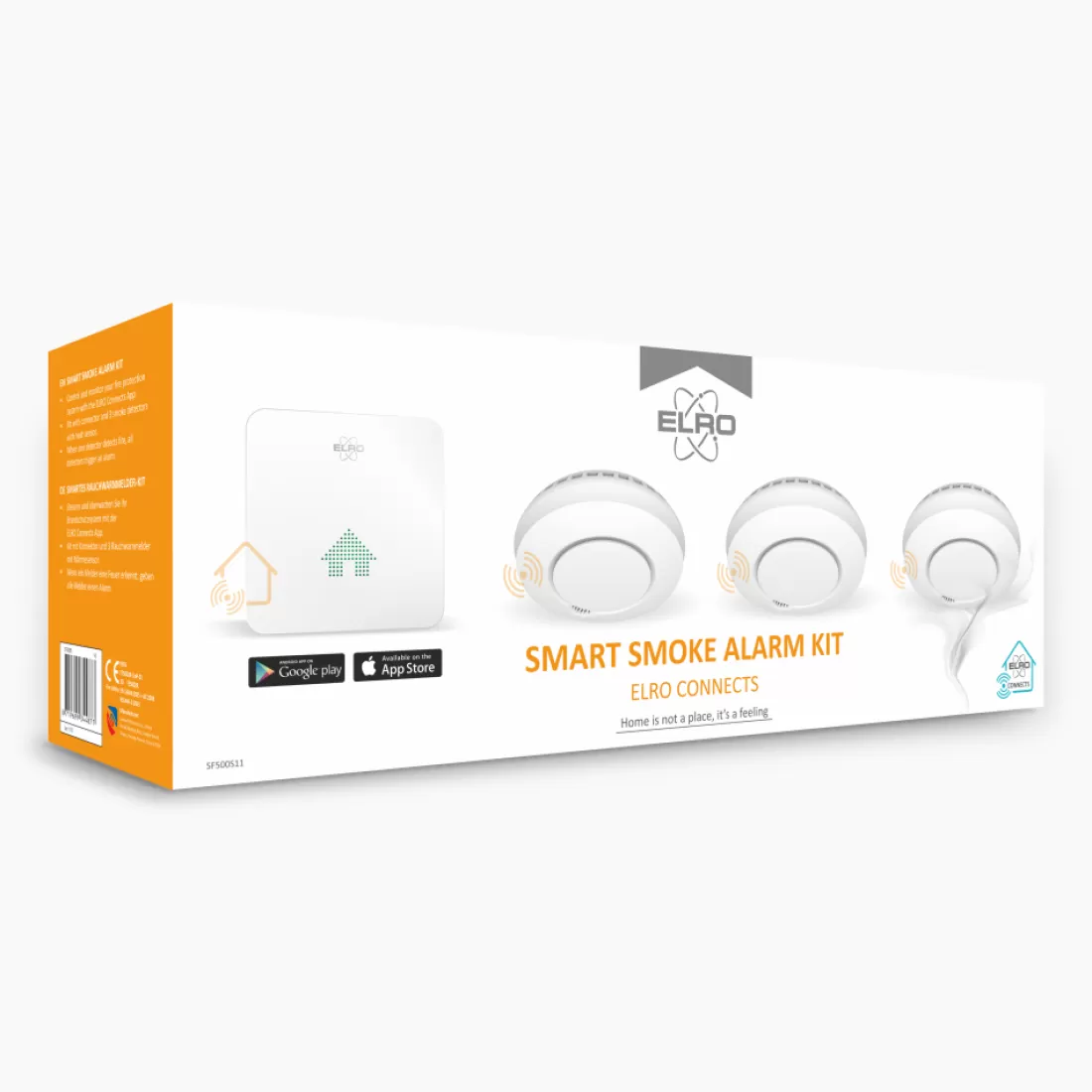 Koppelbare rookmelders | Rookmelders*ELRO Connects Rookmelder Kit - Complete Set Met K2 Connector En 3X Draadloos Koppelbare Rookmelder (Sf500S)