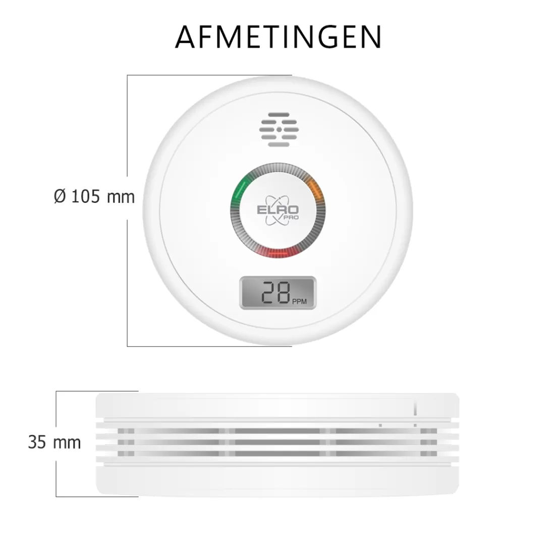 Koolmonoxidemelders*ELRO Pro Design Koolmonoxidemelder Met 10 Jaar Batterij - Automatische Zelftest - Voldoet Aan Europese Norm En50291 (Pk4910)