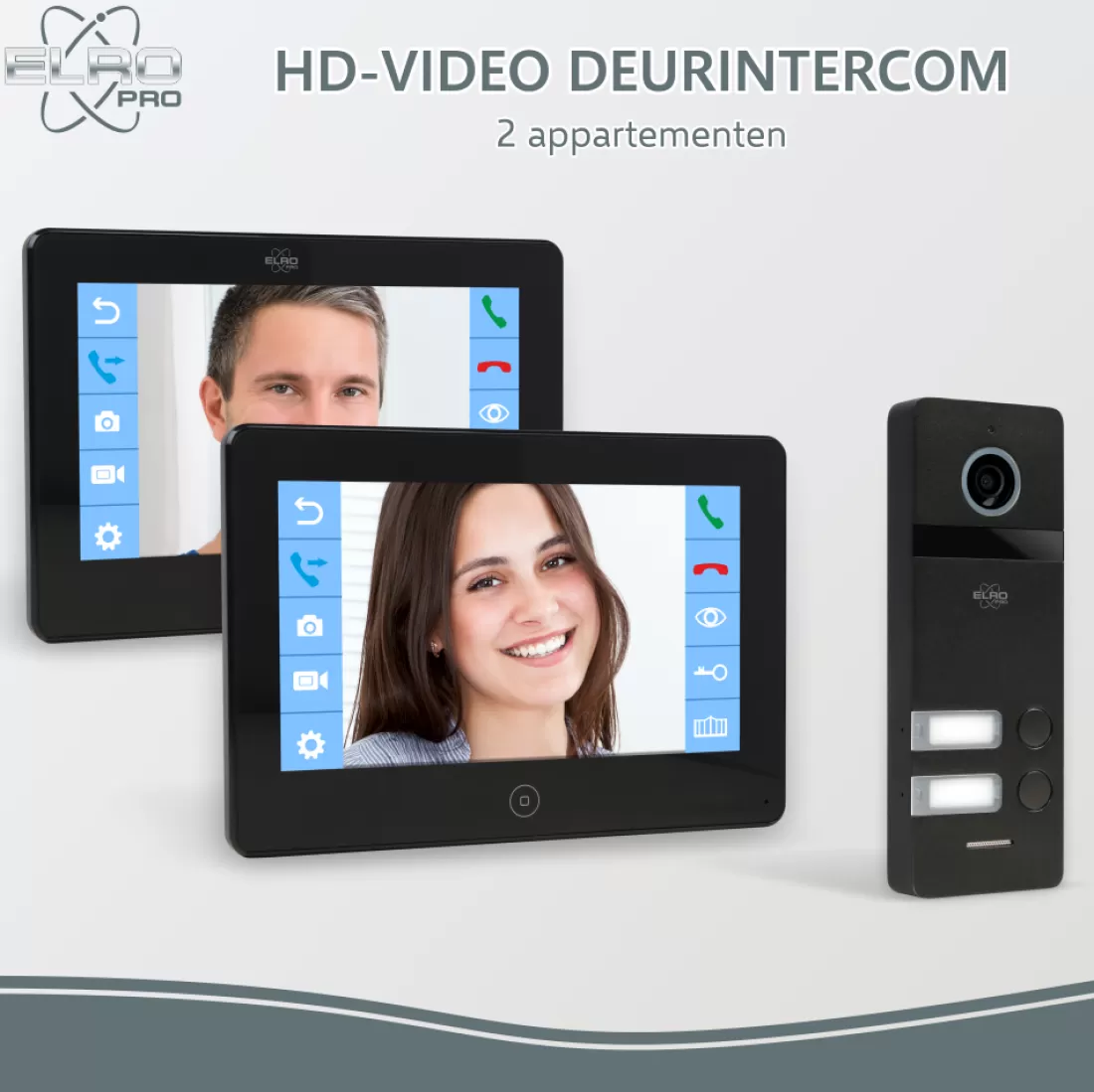 Video deur intercom | Deurintercom met camera*ELRO Pro Pv40 Full Hd Video Deur Intercom Systeem - 2 Appartementen (Pv40)