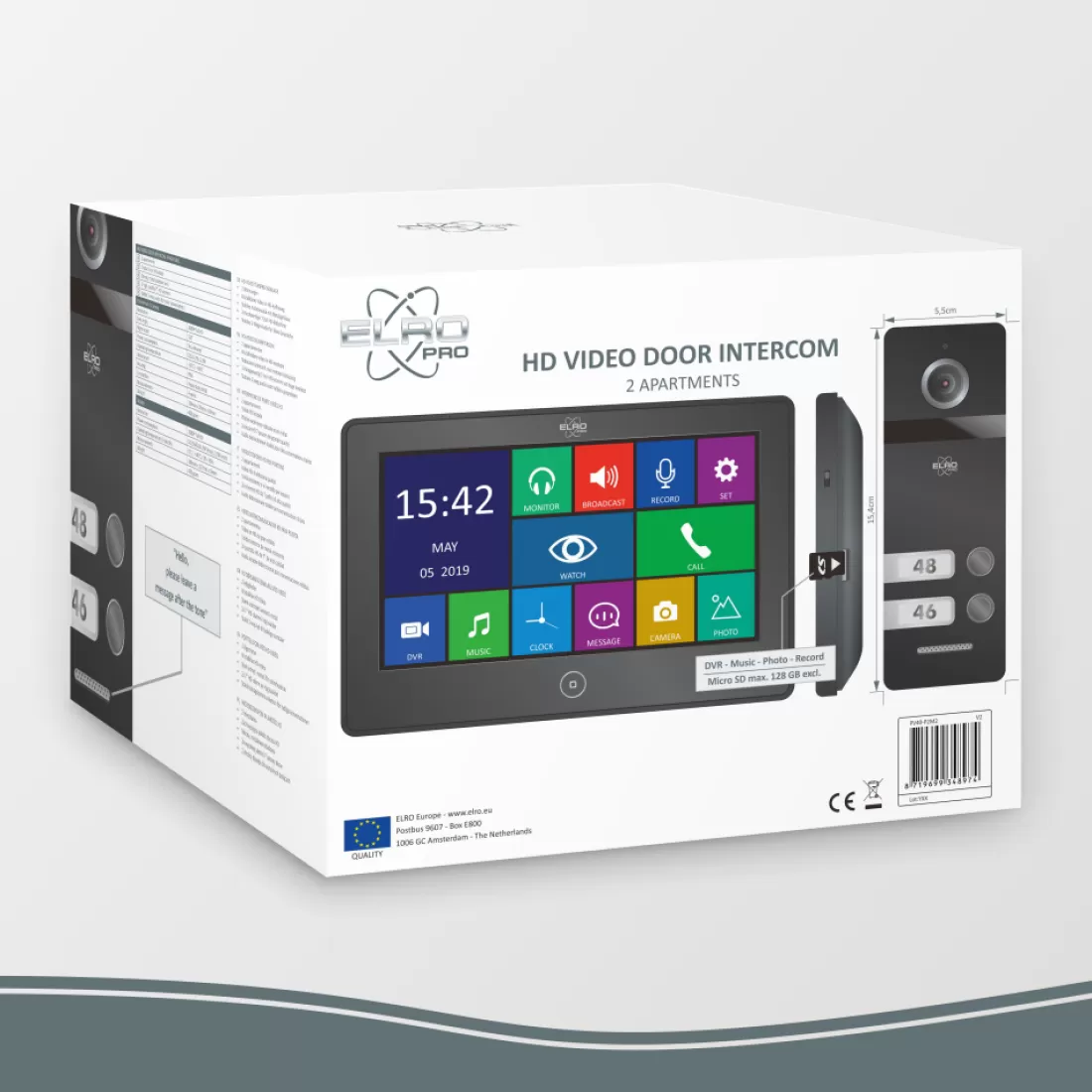 Video deur intercom | Deurintercom met camera*ELRO Pro Pv40 Full Hd Video Deur Intercom Systeem - 2 Appartementen (Pv40)