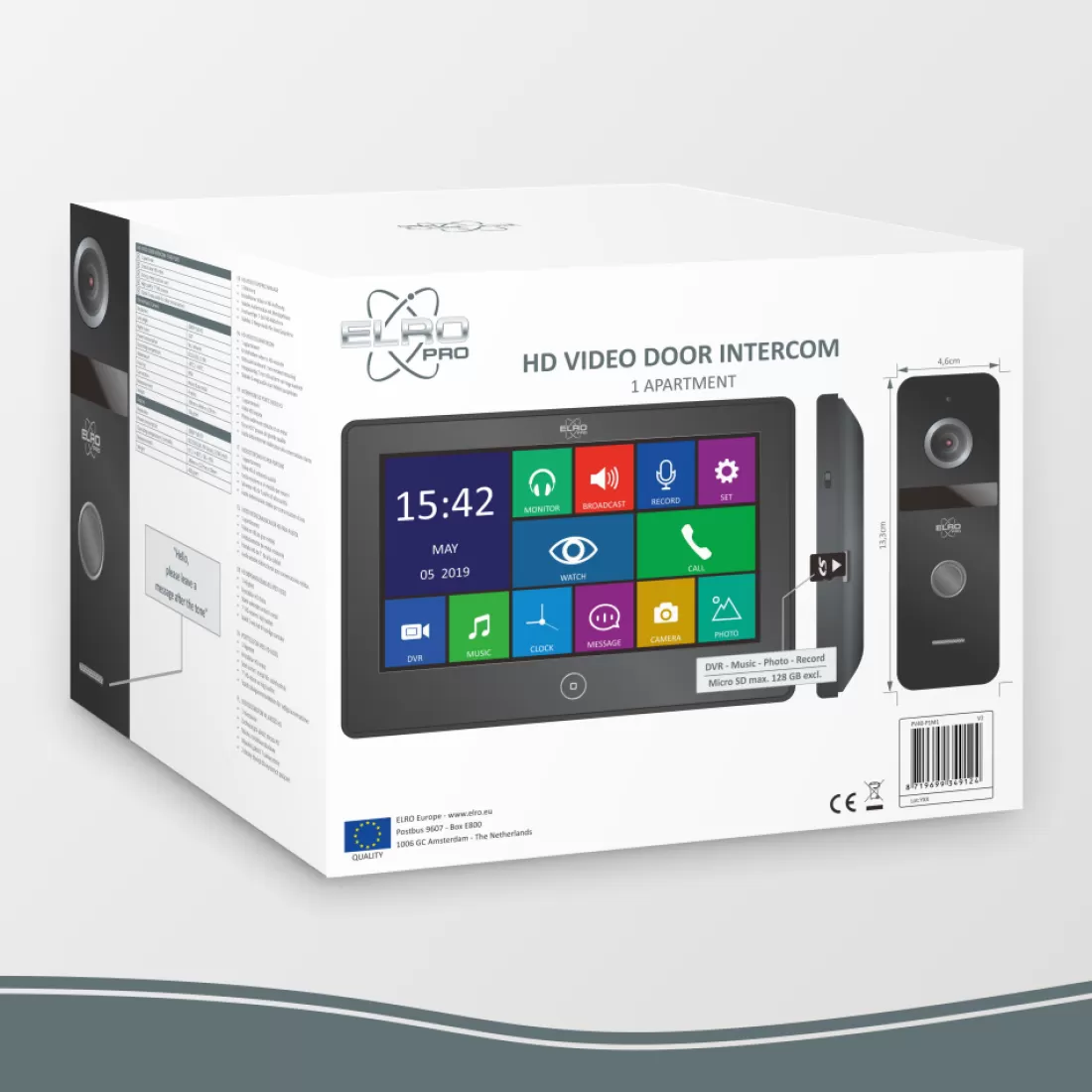 Video deur intercom | Deurintercom met camera*ELRO Pro Pv40 Full Hd Video Deur Intercom Systeem Met Extra Monitor (Pv40)