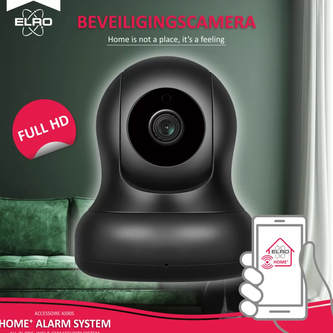 Accessoires alarmsystemen | Alarmsysteem Home+*ELRO Full Hd Pan/Tilt Beveiligingscamera Voor As90S Home+ Alarmsysteem (As90Ca)