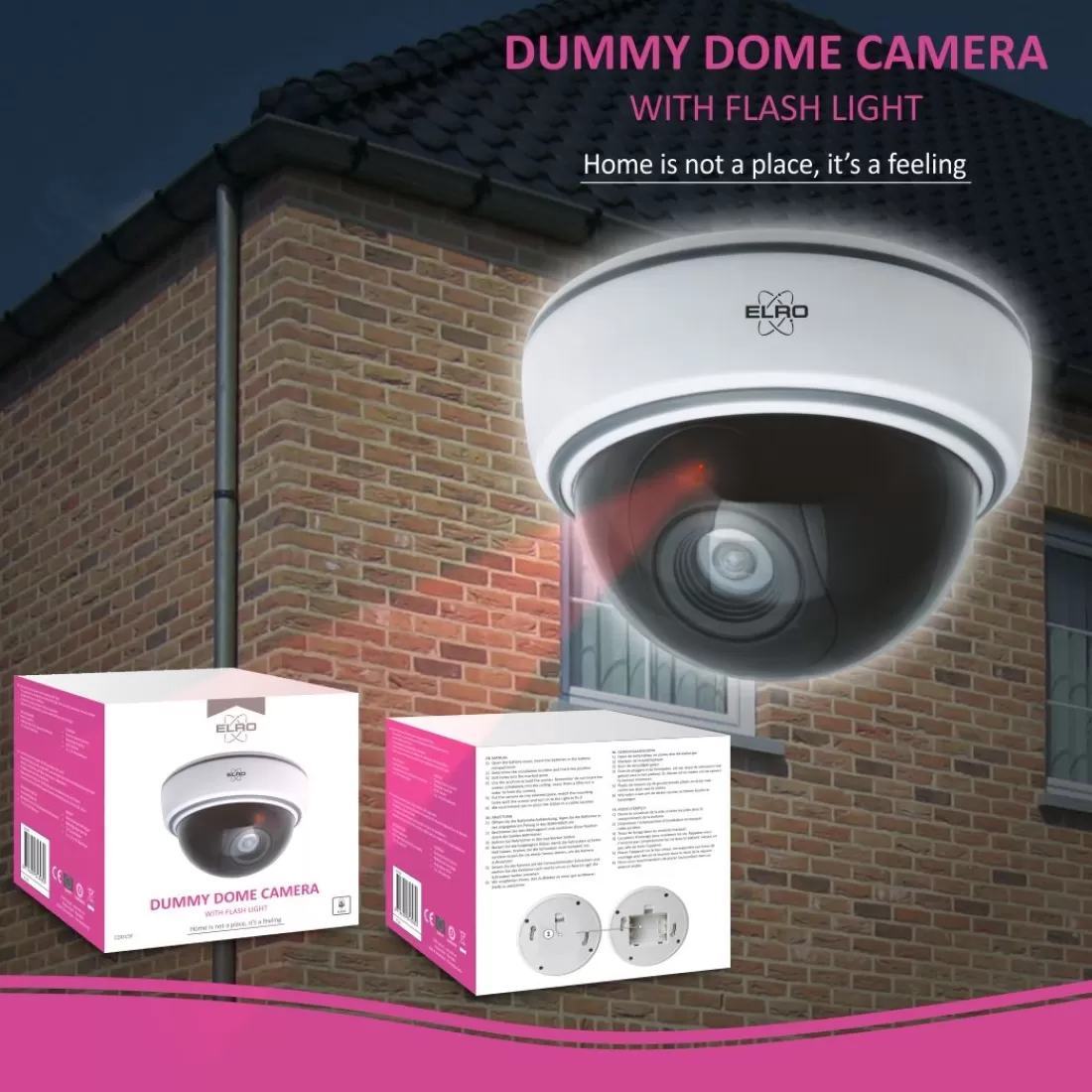 Dummy camera met led | Dummy camera's*ELRO Indoor Dummy Dome Camera Met Flash Light - 2 Pack (Cdd15F)