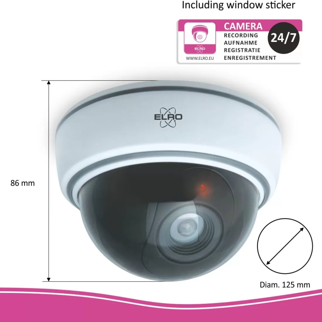 Dummy camera met led | Dummy camera's*ELRO Indoor Dummy Dome Camera Met Flash Light - 2 Pack (Cdd15F)