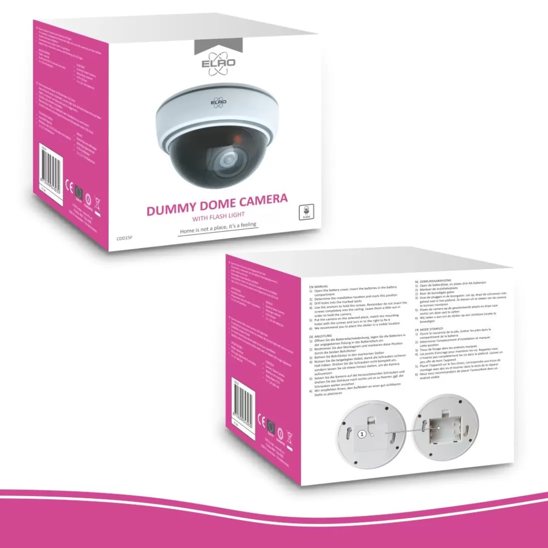 Dummy camera met led | Dummy camera's*ELRO Indoor Dummy Dome Camera Met Flash Light - 2 Pack (Cdd15F)