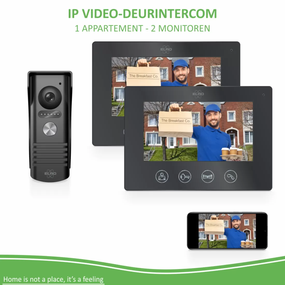 Video deur intercom | Deurintercom met camera*ELRO Ip Wifi Deurintercom Met 2 Monitoren (Dv50)