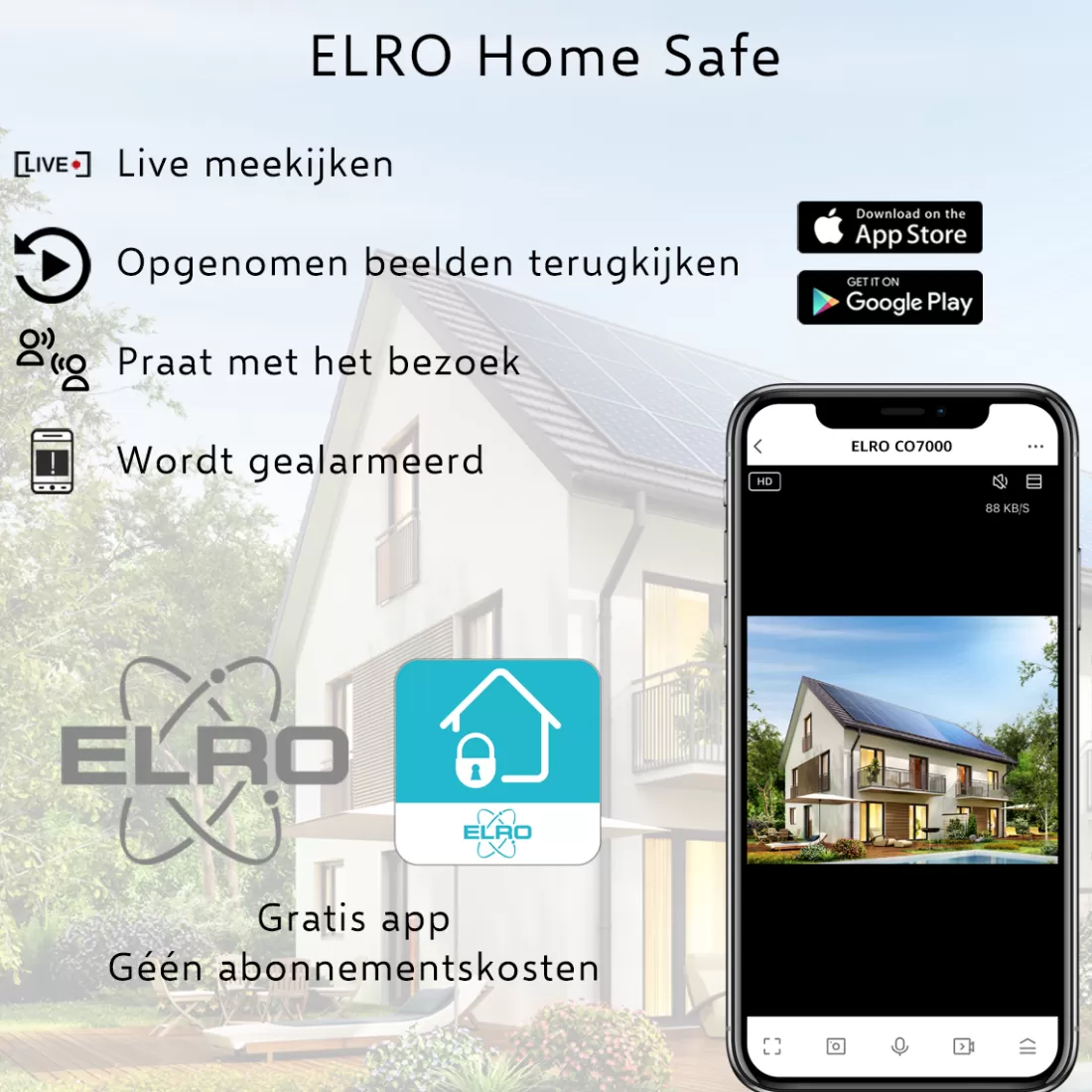 IP Camera*ELRO Outdoor Wifi Ip Beveiligingscamera Met Bewegingsmelder En Nachtzicht – Full Hd 1080P Bewakingscamera – Ip66 Waterdicht (Co7000)