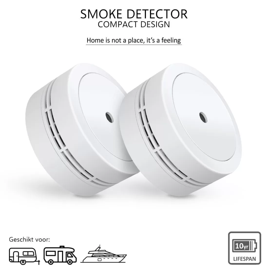 Rookmelders*ELRO Rookmelder - Compact Design Met 10 Jaar Batterij - Geschikt Voor In Caravan, Camper En Boot - 2 Pack (Fs7810)