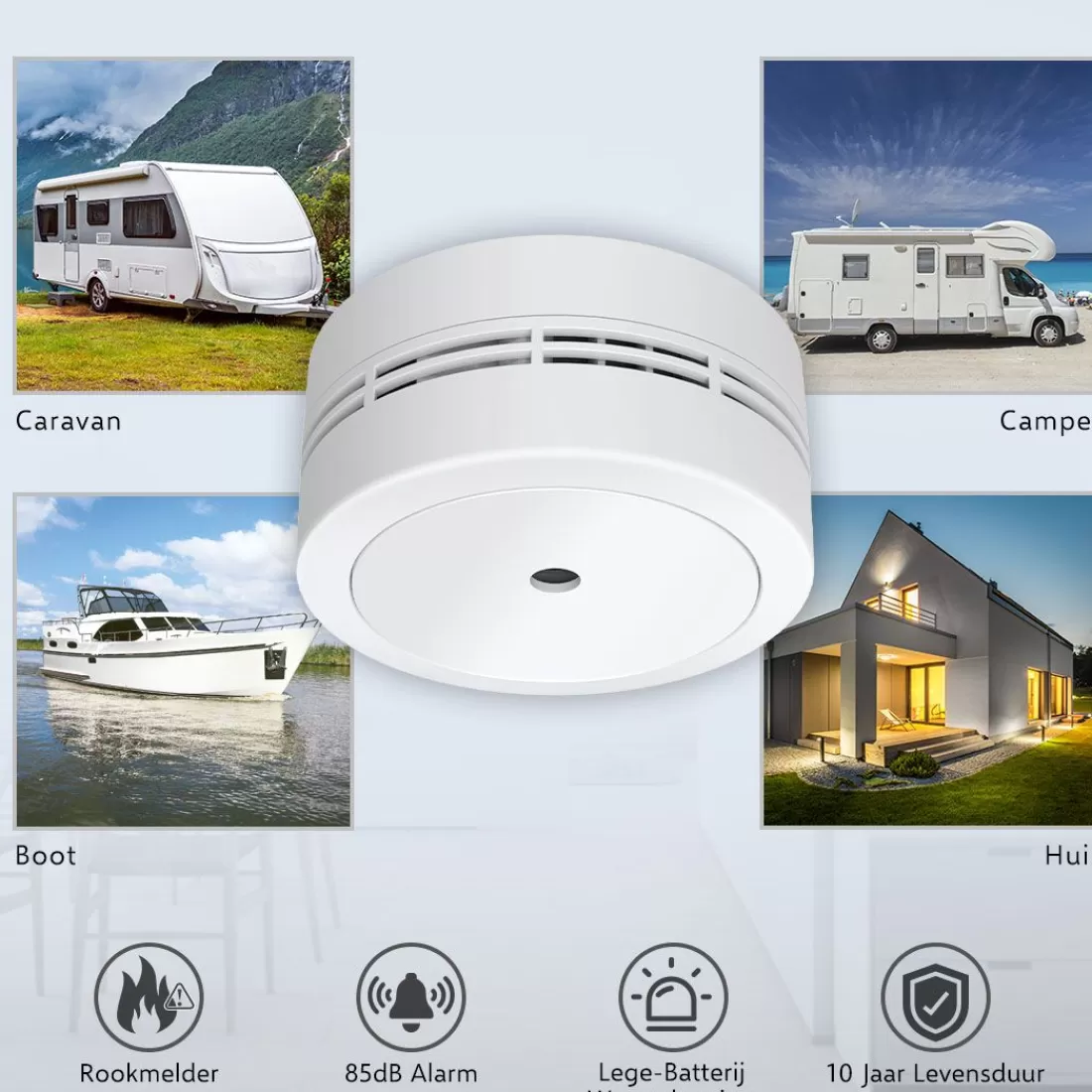Rookmelders*ELRO Rookmelder - Compact Design Met 10 Jaar Batterij - Geschikt Voor In Caravan, Camper En Boot - 2 Pack (Fs7810)