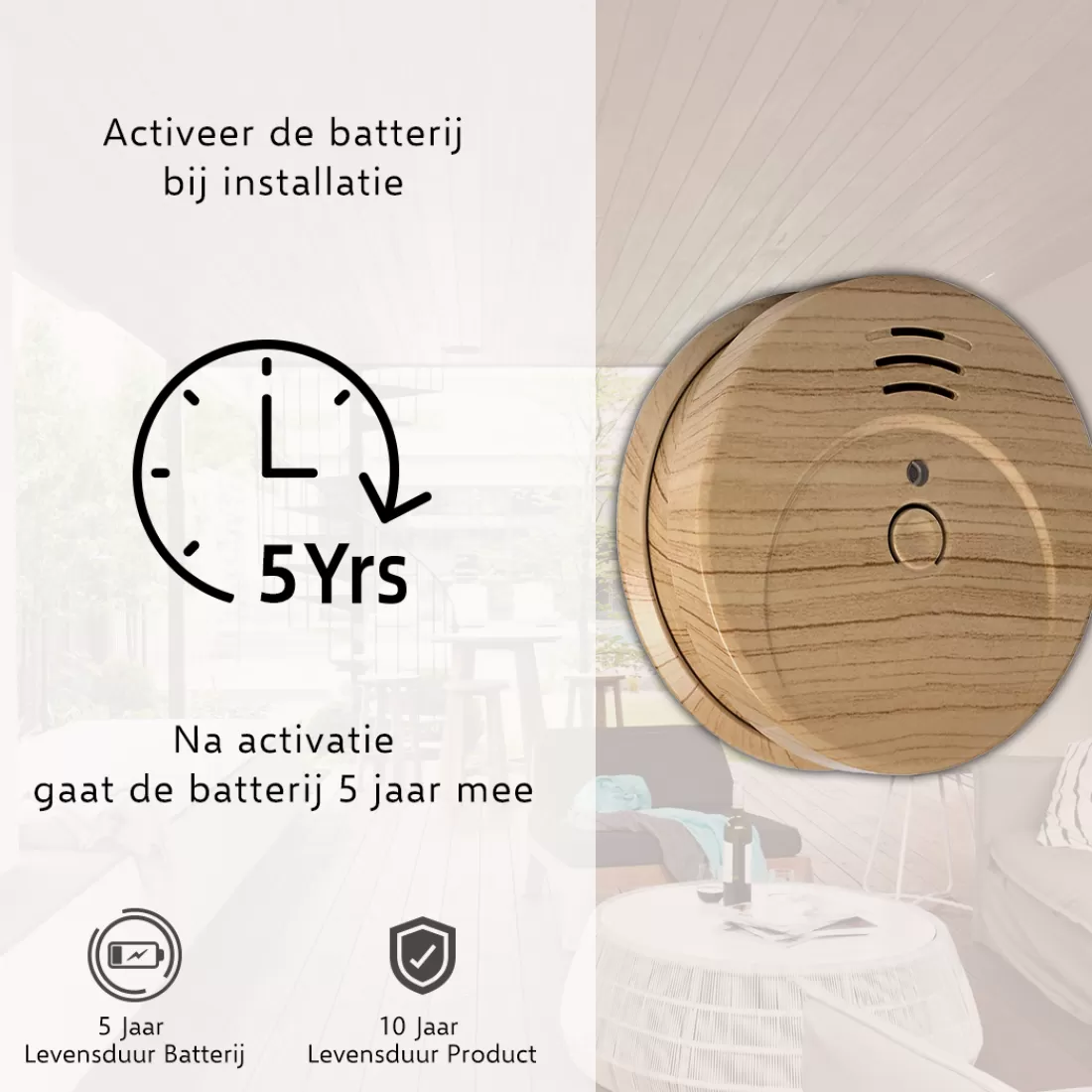 Rookmelders*ELRO Rookmelder Met Hout Look En 5 Jaar Batterij - 2-Pack (Fs1605)
