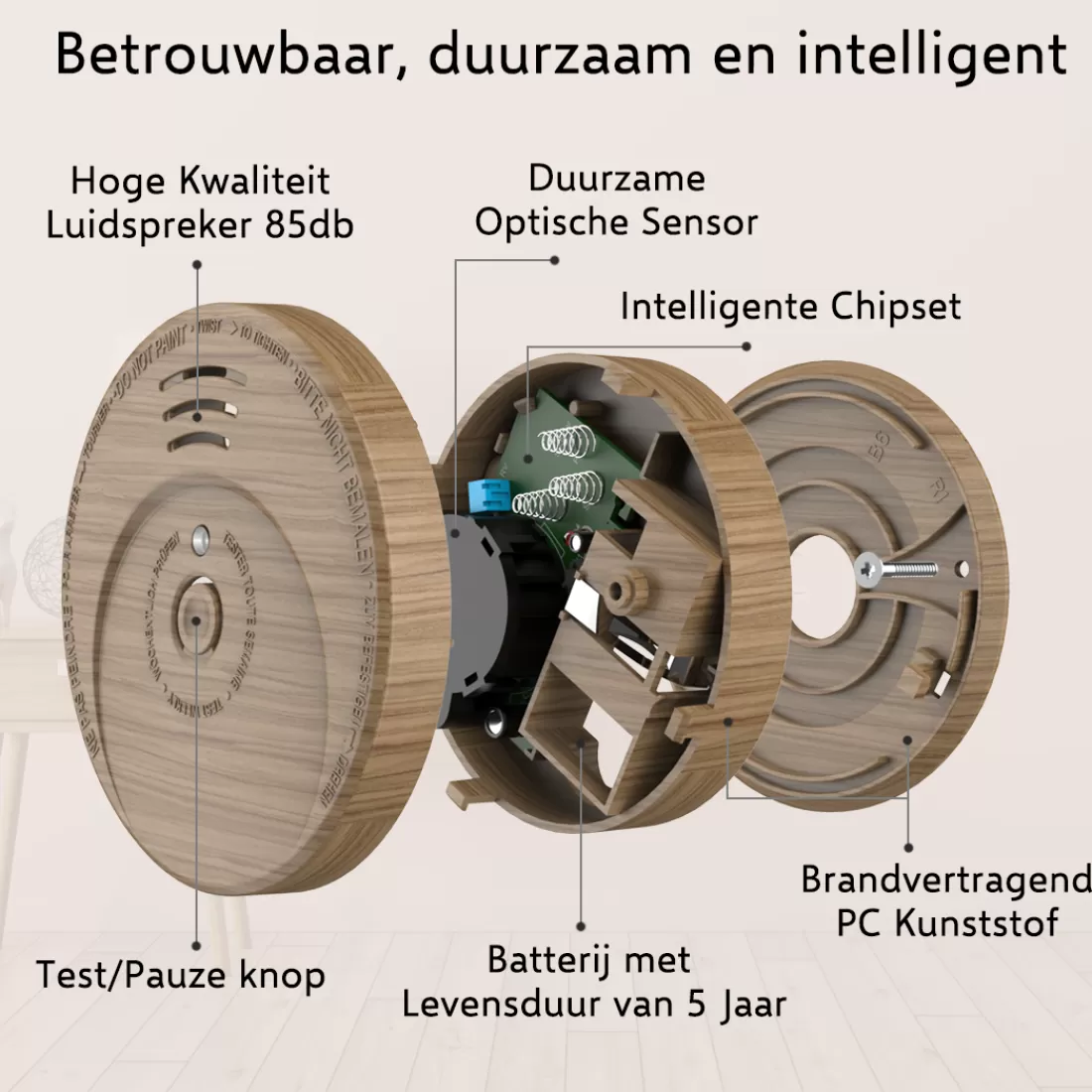 Rookmelders*ELRO Rookmelder Met Hout Look En 5 Jaar Batterij - 2-Pack (Fs1605)