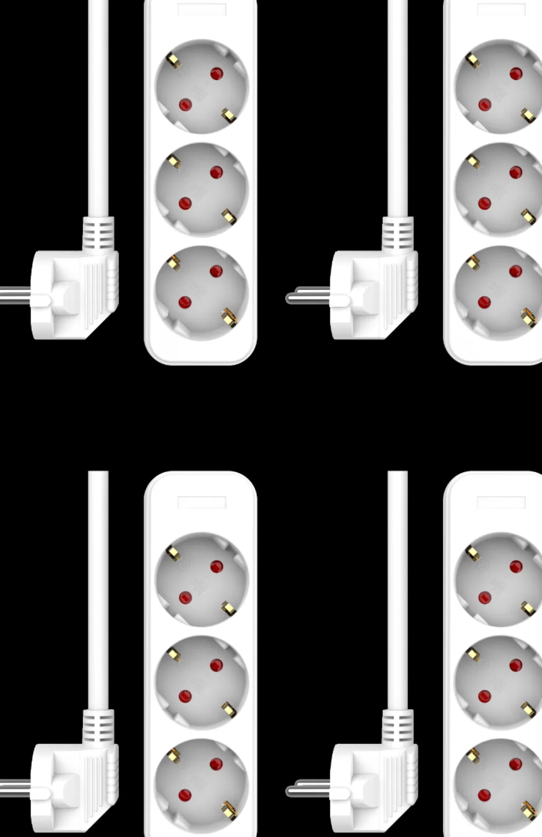 Elektra*ELRO Stekkerdoos 3-Voudig Met 1,5M Snoer – Kinderbeveiliging – Randaarde Stekker – Max. 3680W – Tuv Getest | 4-Pack (Es103)