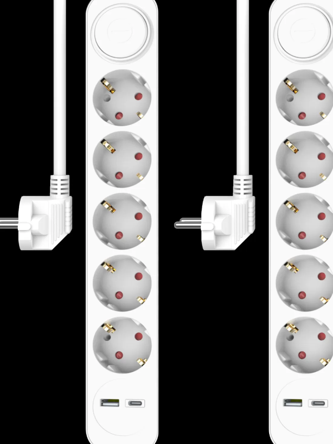 Elektra*ELRO Stekkerdoos 7-Voudig Met 1,5M Snoer En Schakelaar – 5X Stopcontact + Usb + Usb-C – Kinderbeveiliging – Randaarde Stekker – Max. 3680W – Tuv Getest | 2-Pack (Es305)