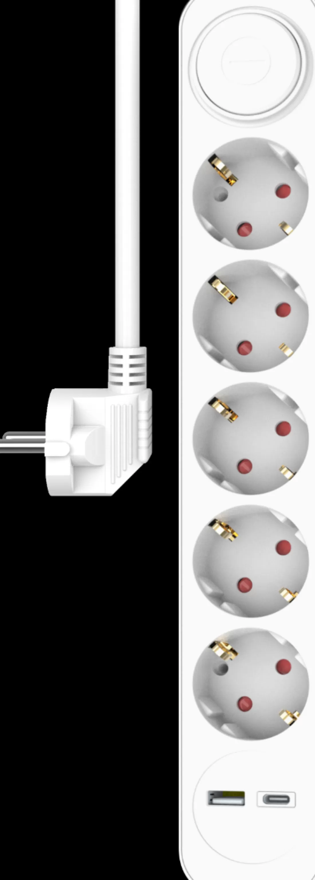 Elektra*ELRO Stekkerdoos 7-Voudig Met 1,5M Snoer En Schakelaar – 5X Stopcontact + Usb + Usb-C – Kinderbeveiliging – Randaarde Stekker – Max. 3680W – Tuv Getest (Es305)