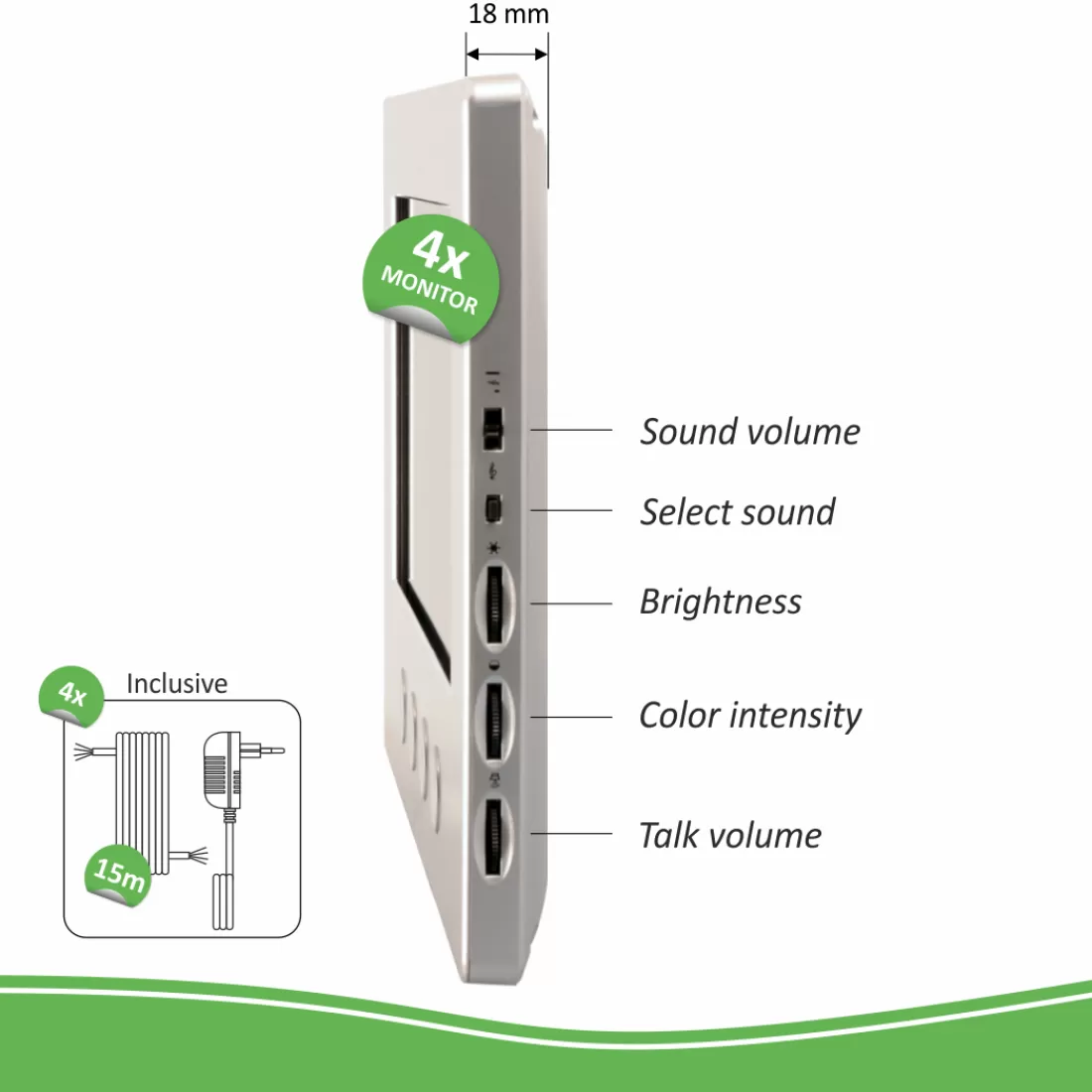Video deur intercom | Deurintercom met camera*ELRO Video Deur Intercom - 4 Appartementen - Met 4 X 7 Inch Kleurenscherm (Dv477W4)