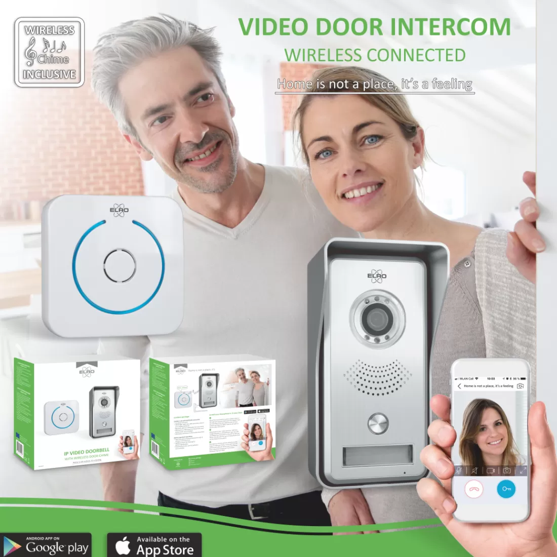 Video deur intercom | Deurintercom met camera*ELRO Wifi Ip Video Deurbel Met Applicatie En Draadloze Deurbel (Dvc040Ip)