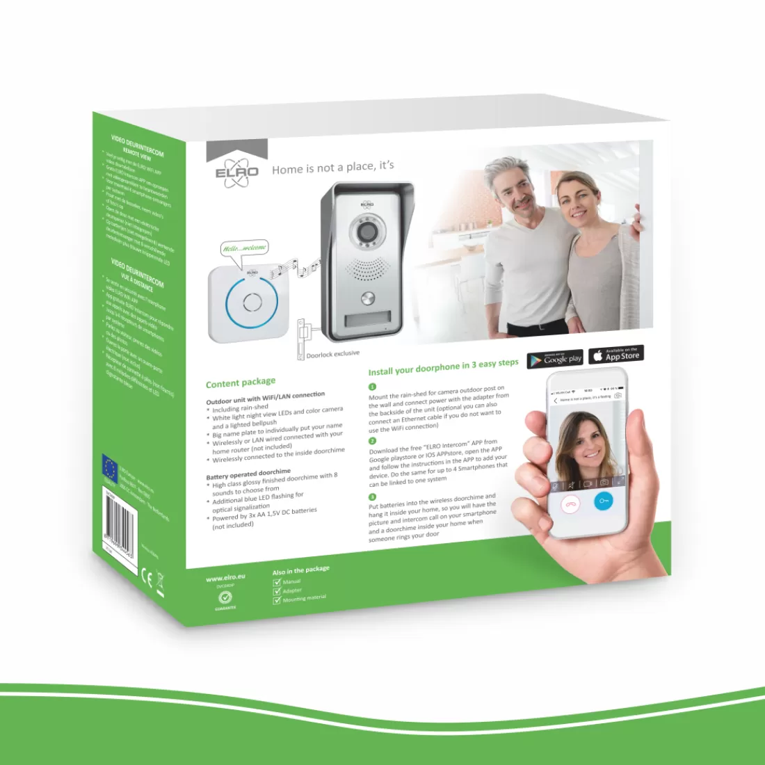 Video deur intercom | Deurintercom met camera*ELRO Wifi Ip Video Deurbel Met Applicatie En Draadloze Deurbel (Dvc040Ip)